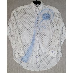 Robert Graham Shirt Mens M Tailored Fit Polka Dot Floral Embroidered…
