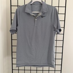 Nike Men's Polo Shirt - Black and Gray Stripes