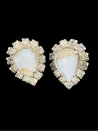 Vintage Classic White Teardrop Crystal Halo Earrings