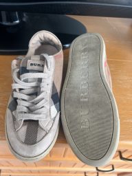 AUTHENTIC Burberry Tan and Black Check Kids Lace-Up Sneakers