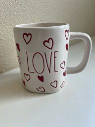 Rae Dunn White Mug with Red Heart "LOVE" Design Valentines