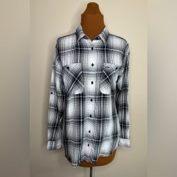 Lauren Ralph Lauren White Black Plaid Lightweight Cotton Button Down…
